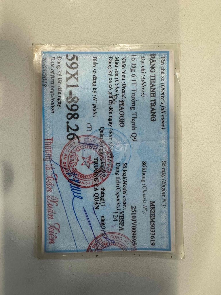 Vespa 2018 - dư dùng cần bán. Mua bán Xe máy tại Thành phố Thủ Đức Tp Hồ Chí Minh được đăng bởi Nguyen Thanh Tung hình 4