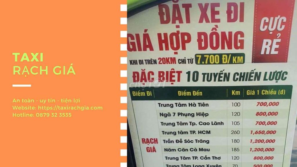 Taxi Điện RẠCH GIÁ: Dịch vụ, giá cước & hotline