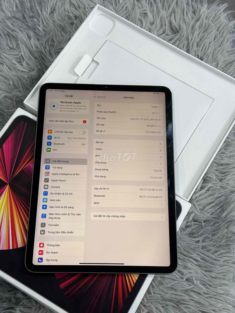 🔥Ipad Pro 11ind #M1 Wifi 128GB 🔋Pin 100 Fullbox