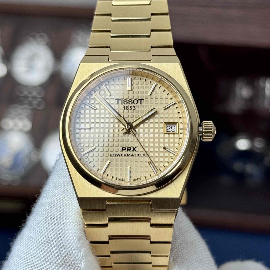 Tissot PRX Powermatic 80 Vàng Gold 35mm. Mua bán Đồng hồ tại Thành phố Hải Dương Hải Dương được đăng bởi Hảo watch Chính Hãng hình 1