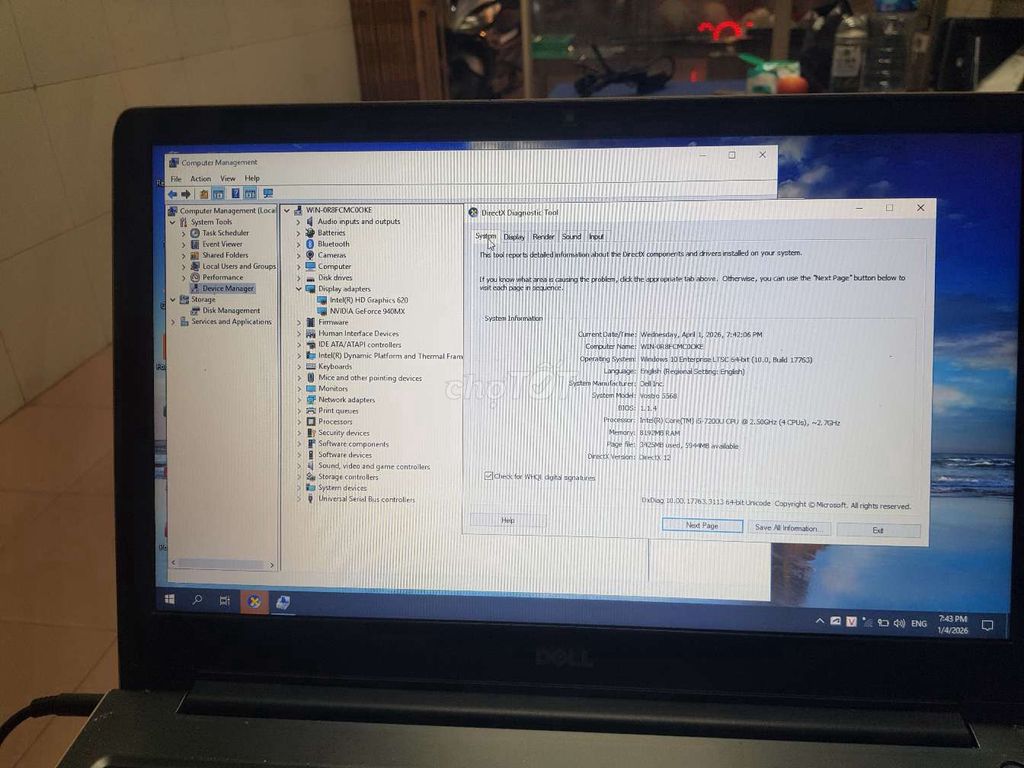 Dell 5568 i5 7200u/8g/128g/ vga 940. Mua bán Laptop tại Quận Tân Phú Tp Hồ Chí Minh được đăng bởi Lơi hình 1