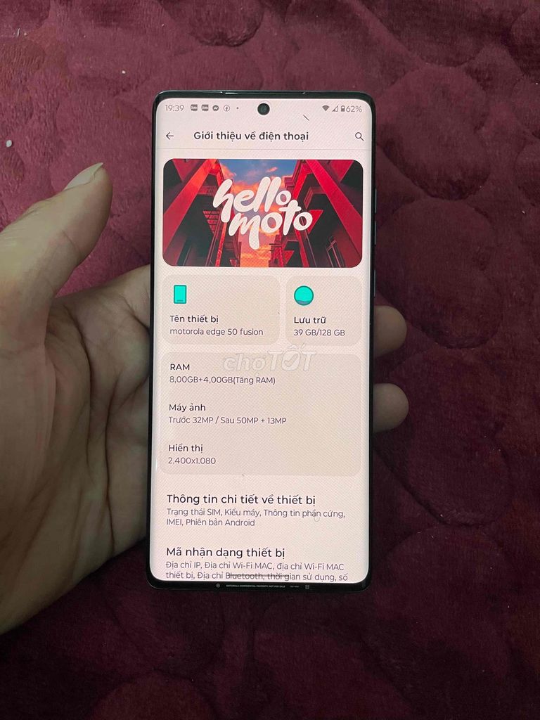 Motorola Edge 50 Fusion 5g 128GB Xám. Mua bán Điện thoại tại Quận Nam Từ Liêm Hà Nội được đăng bởi Phúc Lộc hình 1