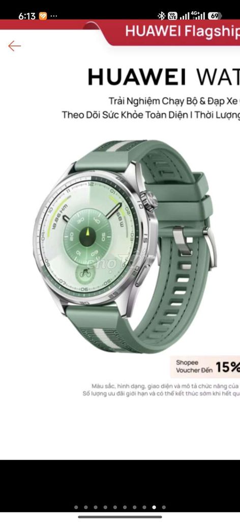 Huawei Watch GT6 Xanh lá. Mua bán Thiết bị đeo thông minh tại Quận Hai Bà Trưng Hà Nội được đăng bởi Chung Phùng Văn hình 1
