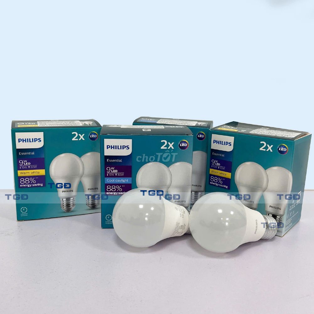 Bộ 2 bóng đèn Philips 9W siêu sáng đui E27