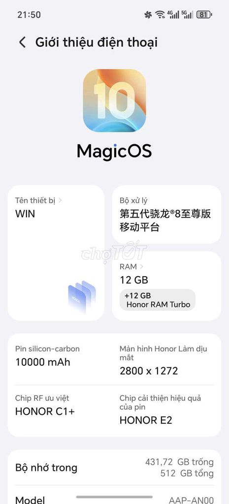 Honor Win 5G Trắng 512GB. Mua bán Điện thoại tại Huyện Châu Đức Bà Rịa - Vũng Tàu được đăng bởi Thuy Thanh hình 1