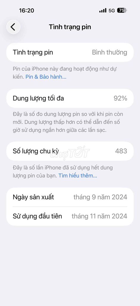 Apple iPhone 16 Pro Max 256GB Trắng Đã qua sử dụng. Mua bán Điện thoại tại Huyện Trảng Bom Đồng Nai được đăng bởi Nguyễn Trần Thế hình 1