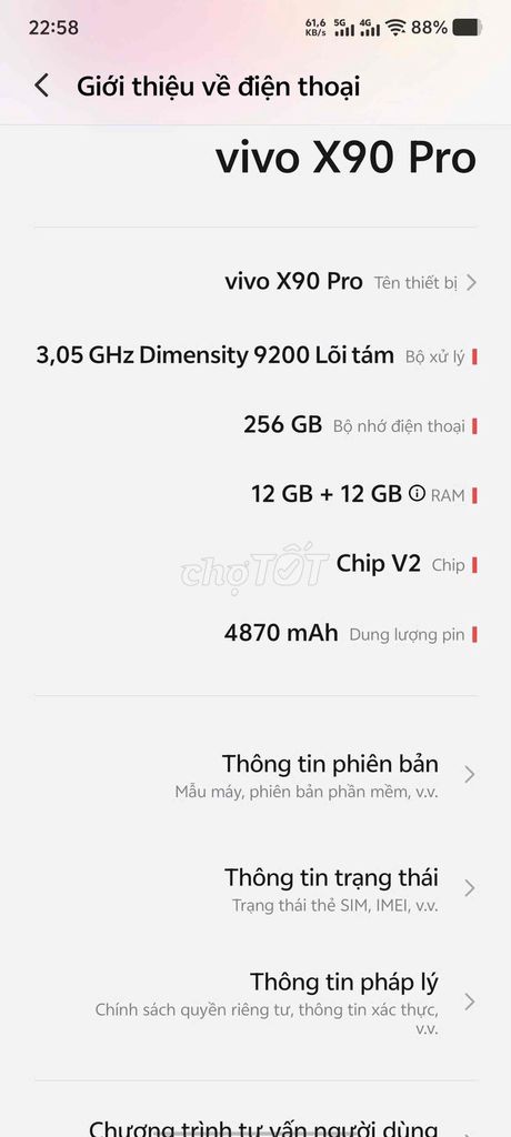 Vivo X90 Pro 256GB Đen Nứt kính nhẹ. Mua bán Điện thoại tại Thành phố Mỹ Tho Tiền Giang được đăng bởi Yến  hình 1