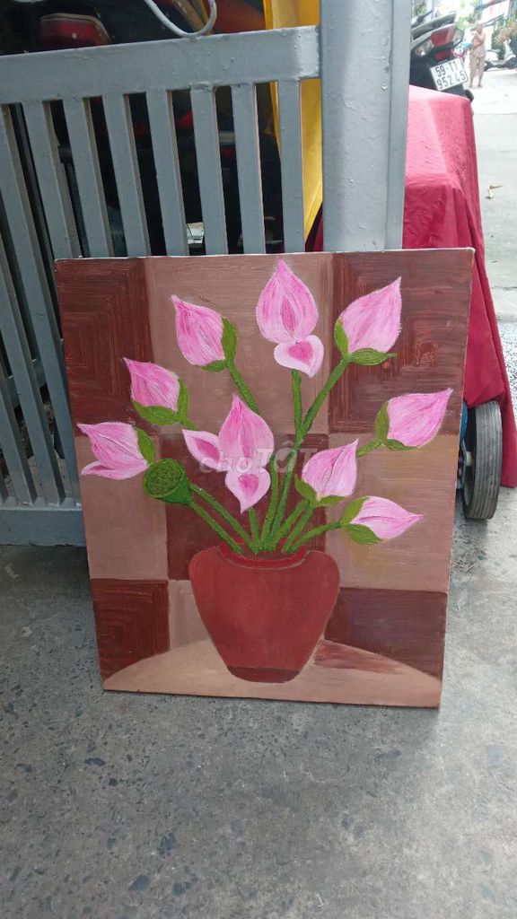 Tranh sơn dầu Phong cảnh Hoa sen 50x40cm. Mua bán Đồ sưu tầm, đồ cổ tại Quận 1 Tp Hồ Chí Minh được đăng bởi Hien Nguyen hình 1