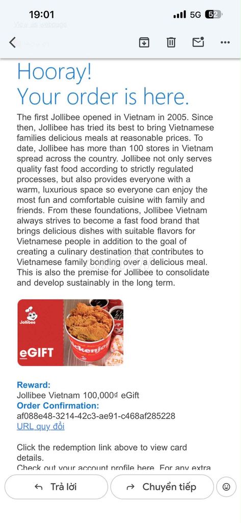 Voucher Jollibee 100,000 VND. Mua bán Đồ ăn, thực phẩm và các loại khác tại Quận Gò Vấp Tp Hồ Chí Minh được đăng bởi Bảo Trân Trịnh Hoàng hình 1