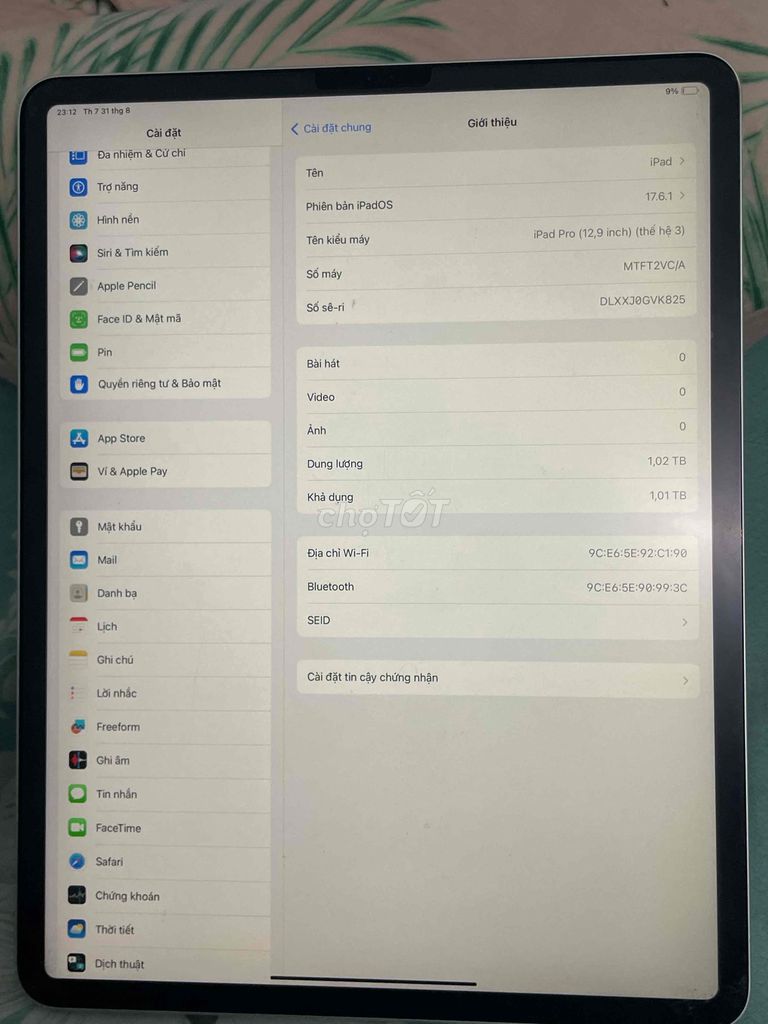 ipad pro12.9 bản wifi dung lượng 1T bản hiếm