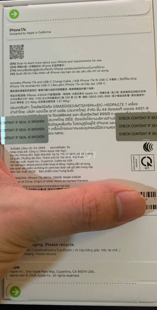 Apple iPhone 17e 256GB Trắng Mới. Mua bán Điện thoại tại Quận Hà Đông Hà Nội được đăng bởi Vũ Tuấn Anh hình 1