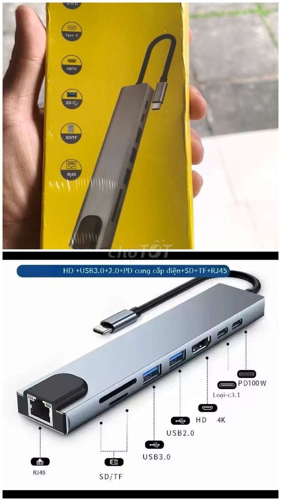 Hub chuyển đổi 8 in 1. Mua bán Phụ kiện (Màn hình, Chuột...) tại Thành phố Bến Tre Bến Tre được đăng bởi Bình hình 1