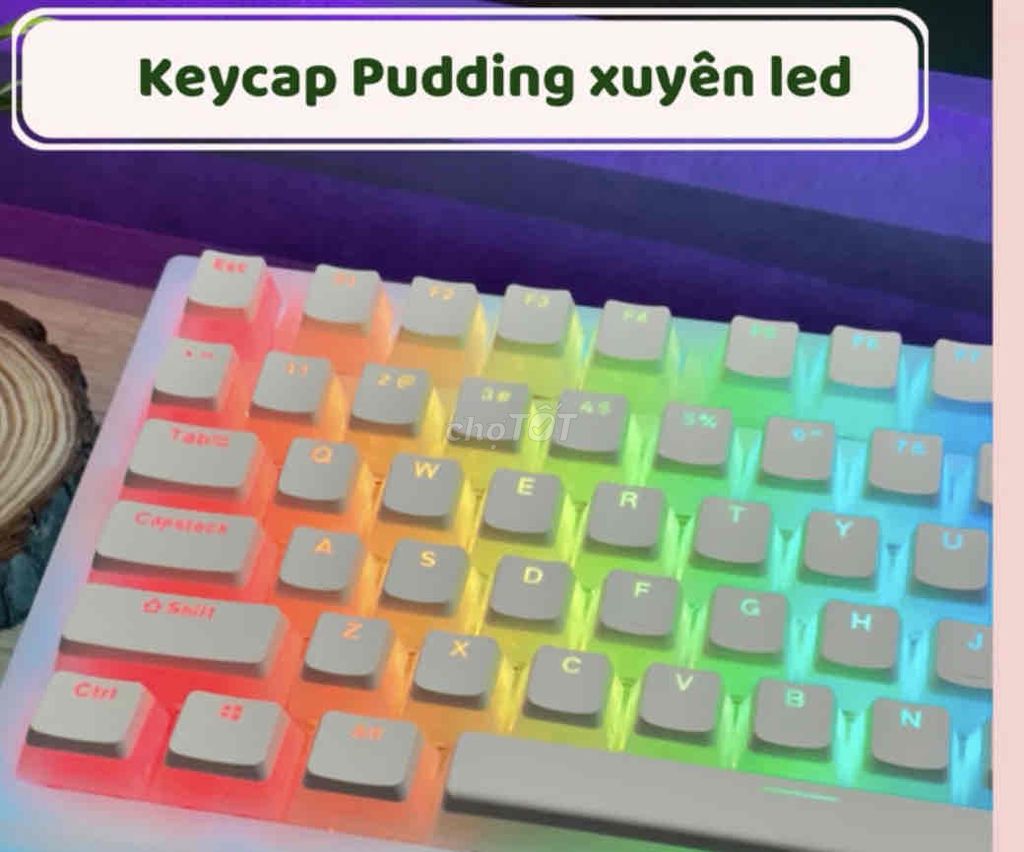 Keycap pudding trắng layout 108 phím