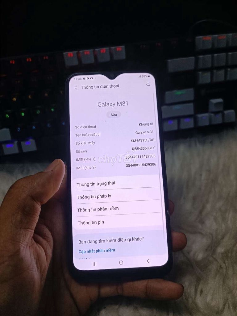 SAMSUNG M31 6GB.128GB PIN 6000 MÁY ĐẸP FULL CN. Mua bán Điện thoại tại Quận Bình Thạnh Tp Hồ Chí Minh được đăng bởi Dân Mobile hình 3