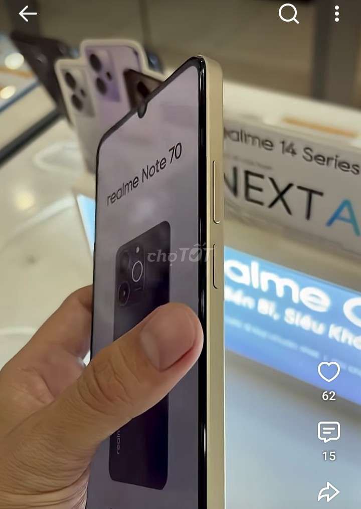 Realme Note 70 Vàng. Mua bán Điện thoại tại Huyện Thạnh Hóa Long An được đăng bởi Quyen Le hình 1