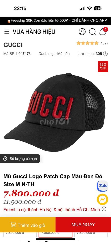 Mũ lưỡi trai Gucci Cotton Đen, Đỏ Unisex. Mua bán Phụ kiện thời trang khác tại Quận Hai Bà Trưng Hà Nội được đăng bởi nguyễn thu vân hình 1