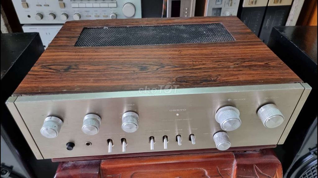 Ampli onkyo a-755 mặt vàng vỏ gỗ