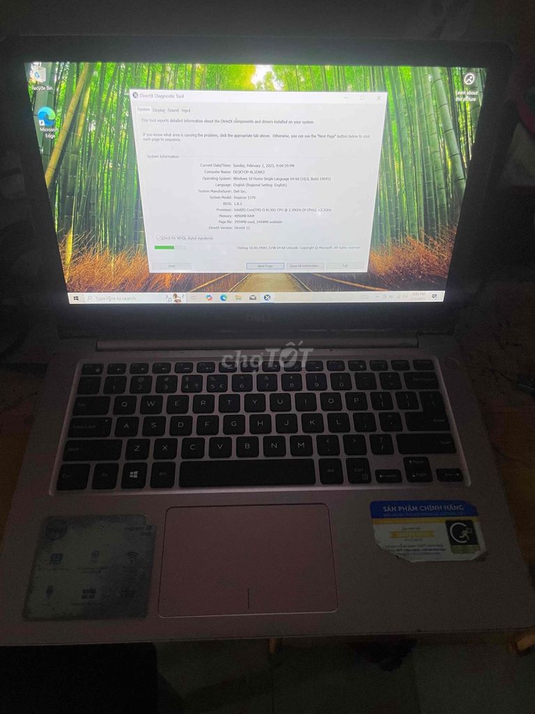 Laptop dell 5370. i3 8130u ram 4g ssd nvme 120g