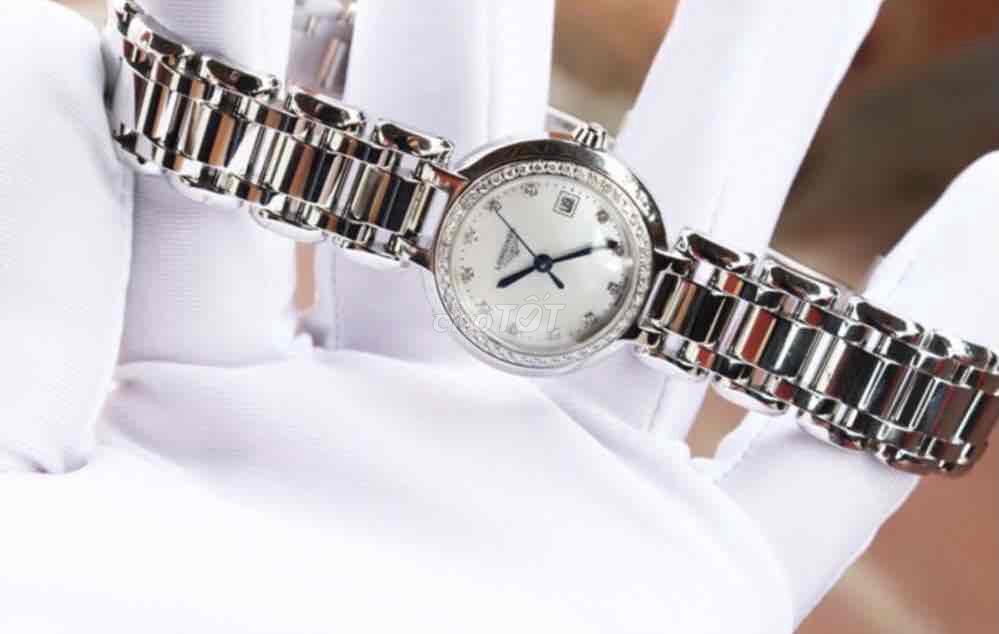 Đh Nữ Longines mặt khảm trai và Full kim cương