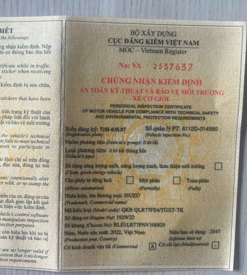 Bán gấp isuzu 2.3 tấn đời 2022 thùng kín 3m6. Mua bán Xe tải, xe ben tại Thành phố Thuận An Bình Dương được đăng bởi Hồ Xe Tải hình 7