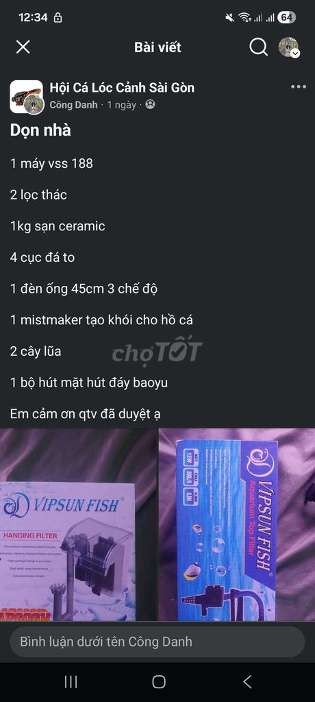 Phụ kiện hồ cá VIPSUN FISH VSS 188. Mua bán Phụ kiện, Thức ăn, Dịch vụ tại Quận Bình Tân Tp Hồ Chí Minh được đăng bởi Công Danh hình 1