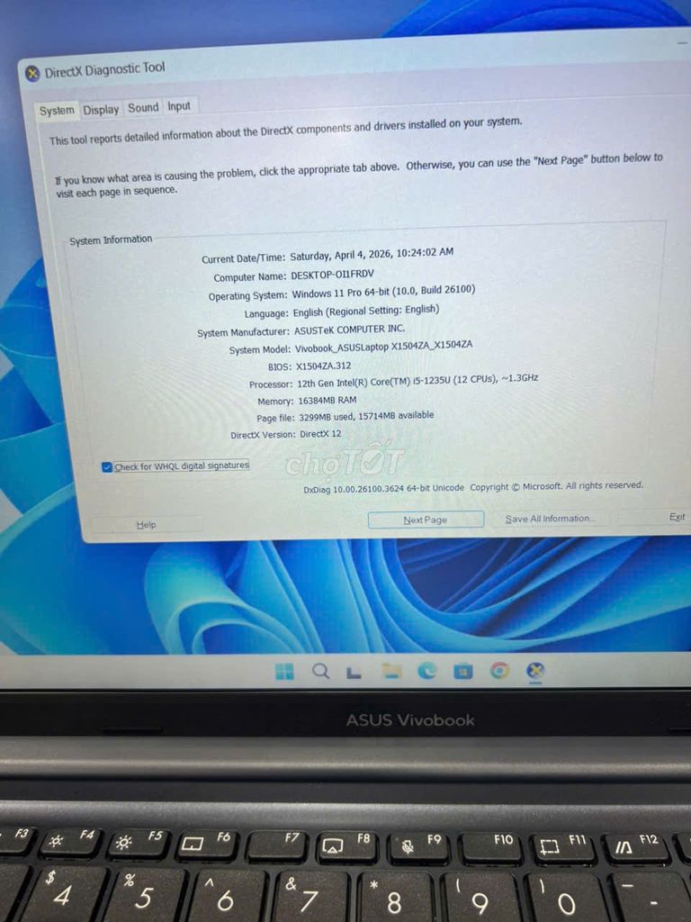 thanh lý Asus X1504ZA i5 12th 16G/512G đẹp keg bhh. Mua bán Laptop tại Quận Hai Bà Trưng Hà Nội được đăng bởi TD Computer hình 1
