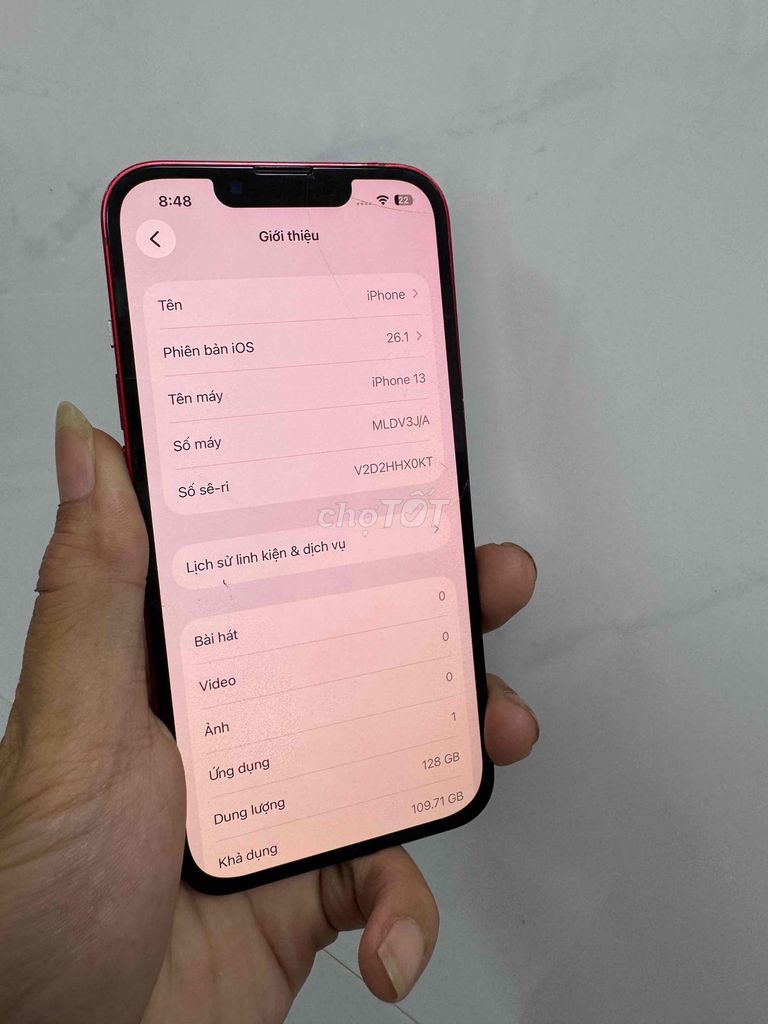 Apple iPhone 13 128GB Đỏ Nứt kính. Mua bán Điện thoại tại Thành phố Tân An Long An được đăng bởi lê văn thái hình 1
