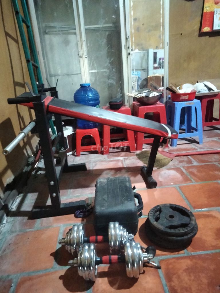 Dàn tạ ghế tập 80kg tạ đơn. Mua bán Đồ thể thao, Dã ngoại tại Huyện Hòa Thành Tây Ninh được đăng bởi Huy Tran hình 1