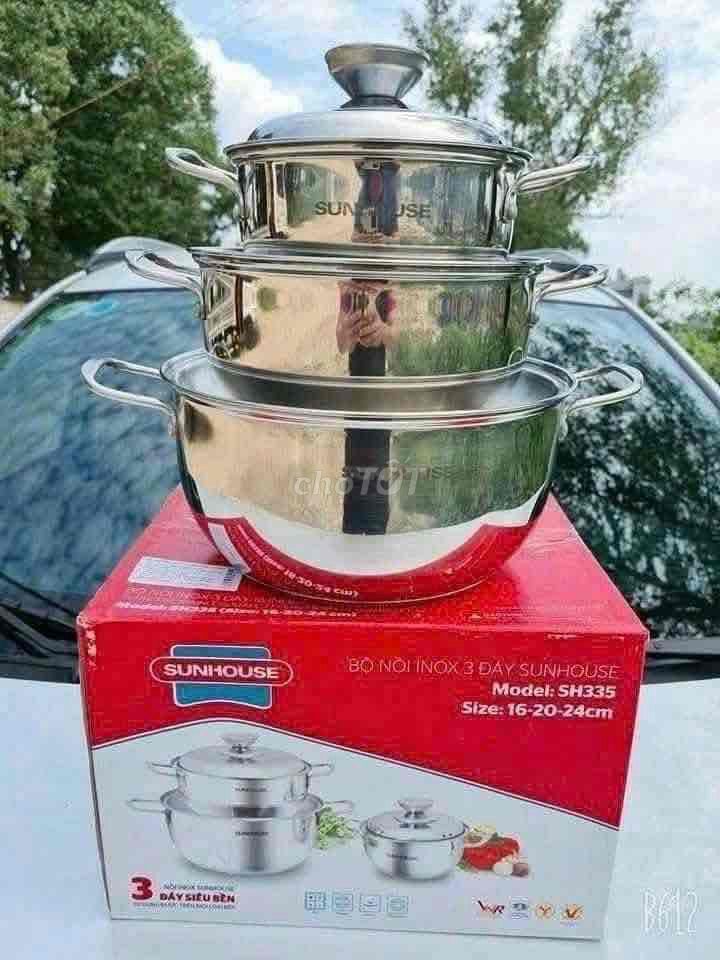 Bộ nồi Sunhouse SH335 Inox 3 đáy. Mua bán Dụng cụ nhà bếp tại Thành phố Huế Thừa Thiên Huế được đăng bởi gia dụng Huế hình 1