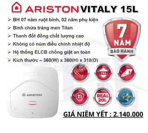 Bình nóng lạnh Ariston Vitaly 15L 7 năm. Mua bán Thiết bị vệ sinh, nhà tắm tại Thành phố Thủ Đức Tp Hồ Chí Minh được đăng bởi Lượng Nguyễn hình 1