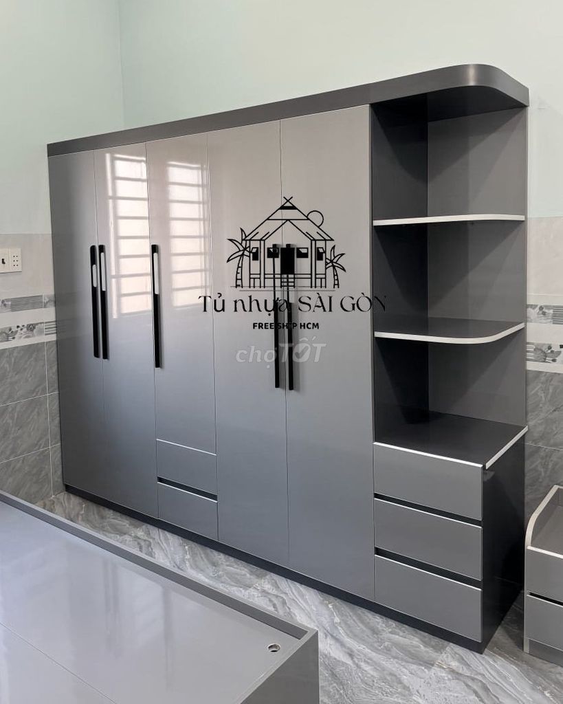 Tủ quần áo Nhựa Đài Loan Xám 1m8x2m20. Mua bán Tủ, kệ gia đình tại Huyện Cần Đước Long An được đăng bởi Cửa Hàng Nội Thất hình 1
