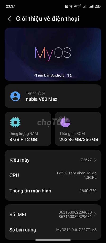 Nubia V80 Max 256GB bao hanh 14 tháng. Mua bán Điện thoại tại Thành phố Bến Tre Bến Tre được đăng bởi Mỹ Hồng  hình 1