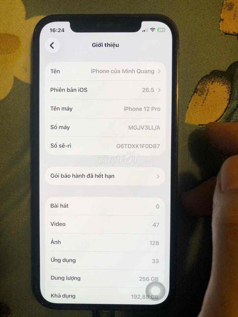 Apple iPhone 12 Pro 256GB Xám 100%. Mua bán Điện thoại tại Quận Bình Tân Tp Hồ Chí Minh được đăng bởi Minh Quang hình 1