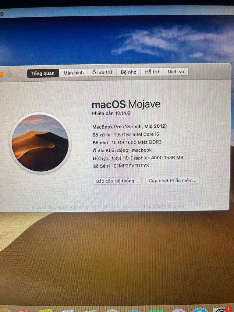 Apple Macbook Pro 2012 i5 10GB/SSD 128GB+HDD 500GB. Mua bán Laptop tại Thành phố Cà Mau Cà Mau được đăng bởi Tô Đô hình 1