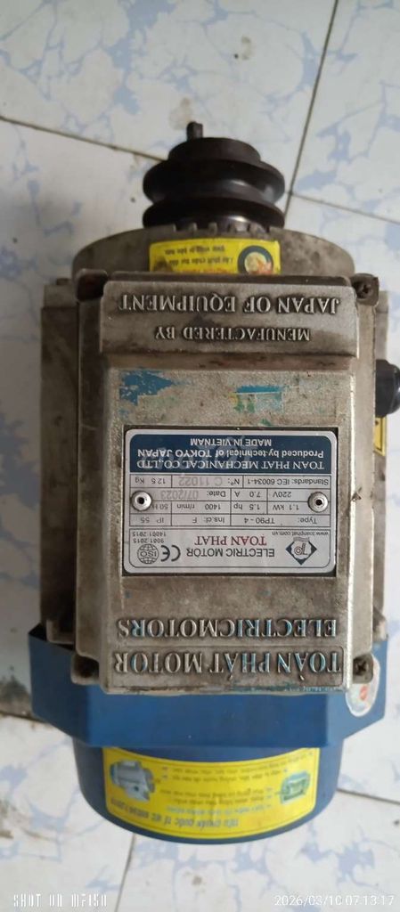 Động cơ điện TOAN PHAT 1.5 HP. Mua bán Đồ chuyên dụng, Giống nuôi trồng tại Thành phố Bạc Liêu Bạc Liêu được đăng bởi Nhiên Nguyễn hình 1