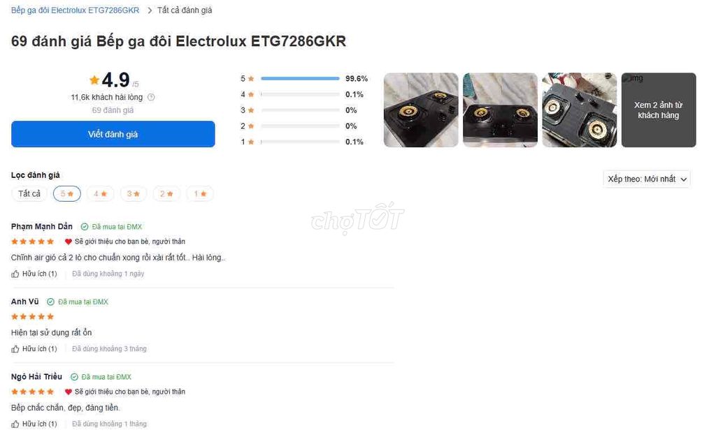 Bếp ga đôi Electrolux ETG7286GKR