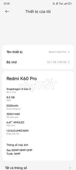 Xiaomi Redmi K60 Pro 128GB. Mua bán Điện thoại tại Thành phố Thuận An Bình Dương được đăng bởi Hội Đồ Điện Tử hình 1