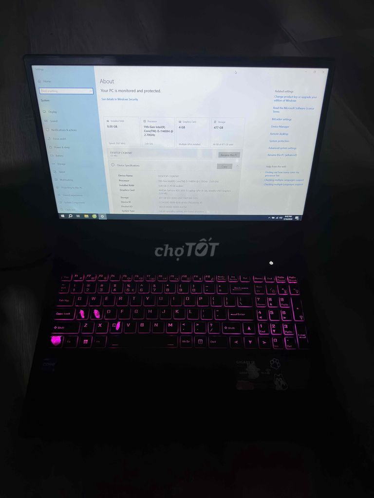 Gigabyte G5 i5-11400H RTX 3050Ti 8GB/512GB Đen. Mua bán Laptop tại Quận 12 Tp Hồ Chí Minh được đăng bởi Bin hình 1