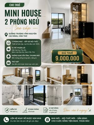 CHO THUÊ MINIHOUSE CAO CẤP Ở CÁI RĂNG, CẦN THƠ