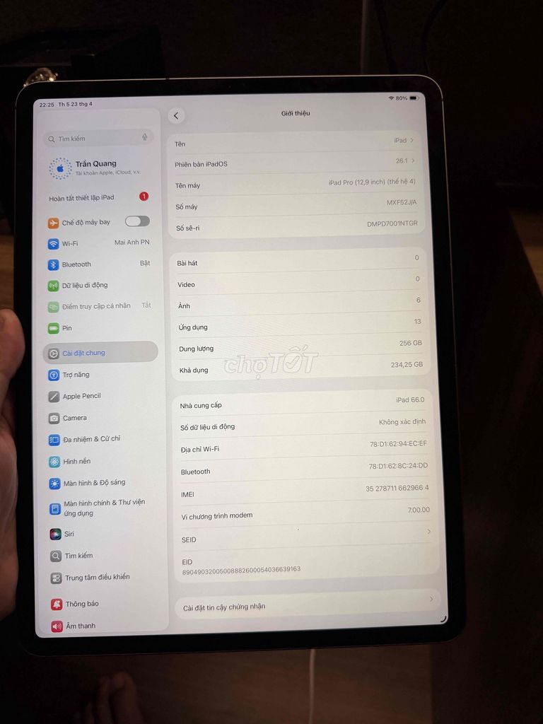 Apple iPad Pro 2020 12.9 inch 256GB. Mua bán Máy tính bảng tại Quận Cầu Giấy Hà Nội được đăng bởi quang hình 1