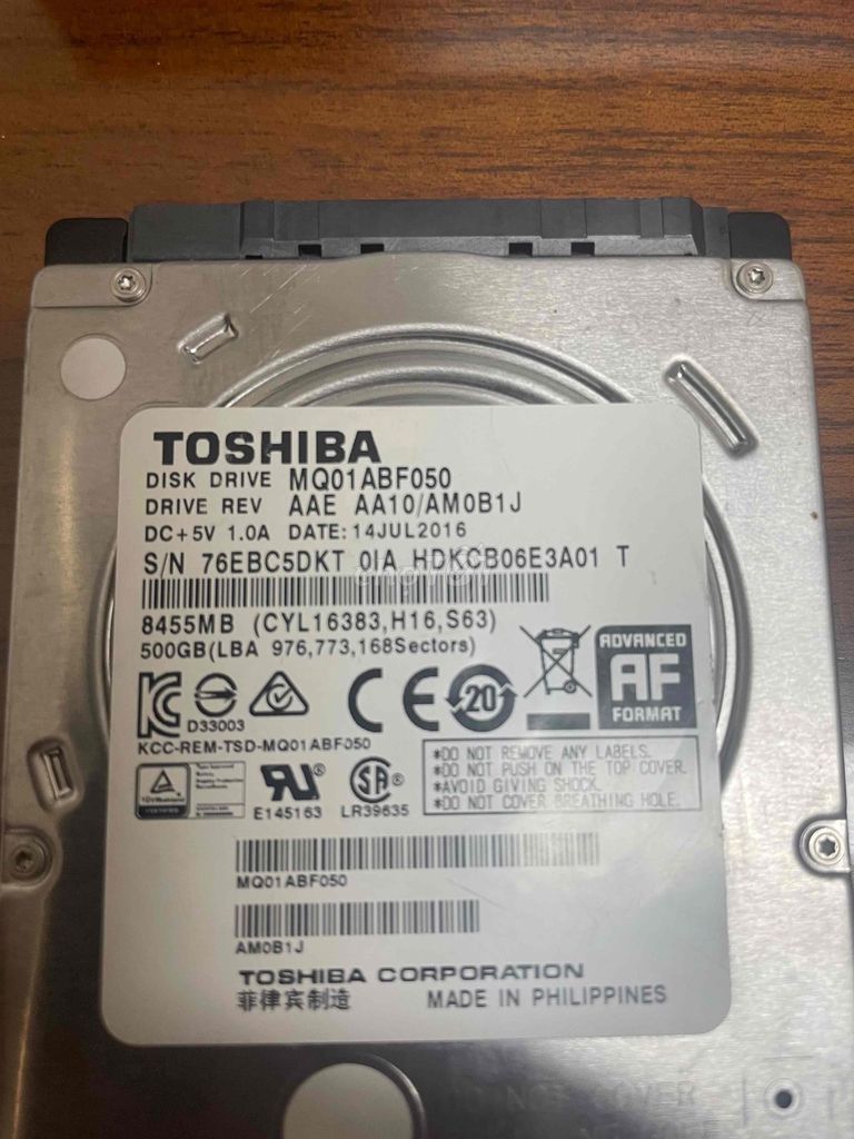 Ổ cứng HDD Toshiba MQ01ABF050 500GB. Mua bán Linh kiện (RAM, Card...) tại Thành phố Tam Kỳ Quảng Nam được đăng bởi Nguyễn Nam hình 1