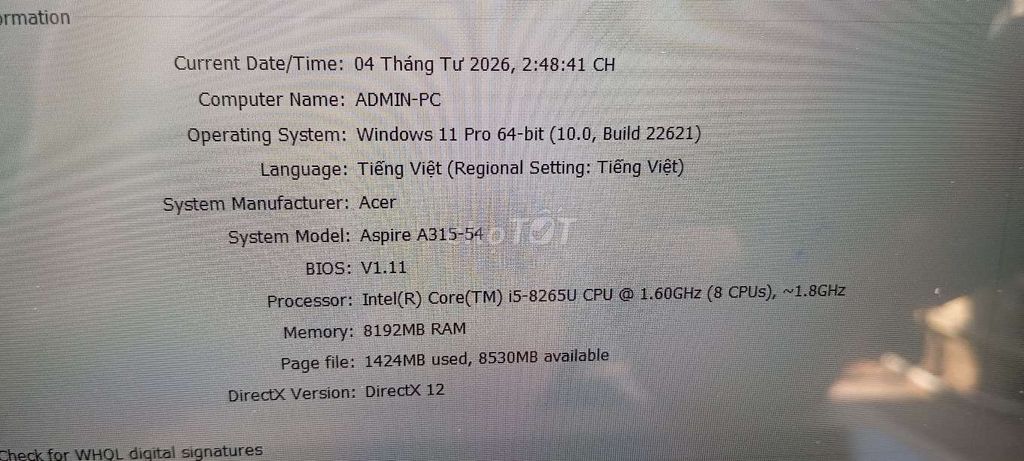 Acer Aspire A315-54 i5-8265U 8GB/240GB màn 15.6. Mua bán Laptop tại Thị xã Phú Mỹ Bà Rịa - Vũng Tàu được đăng bởi Hoàng hình 1