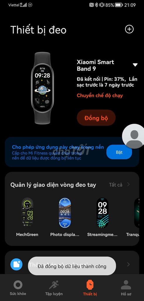 Xiaomiband 9 bạc, ko xước, 2 dây thay thế