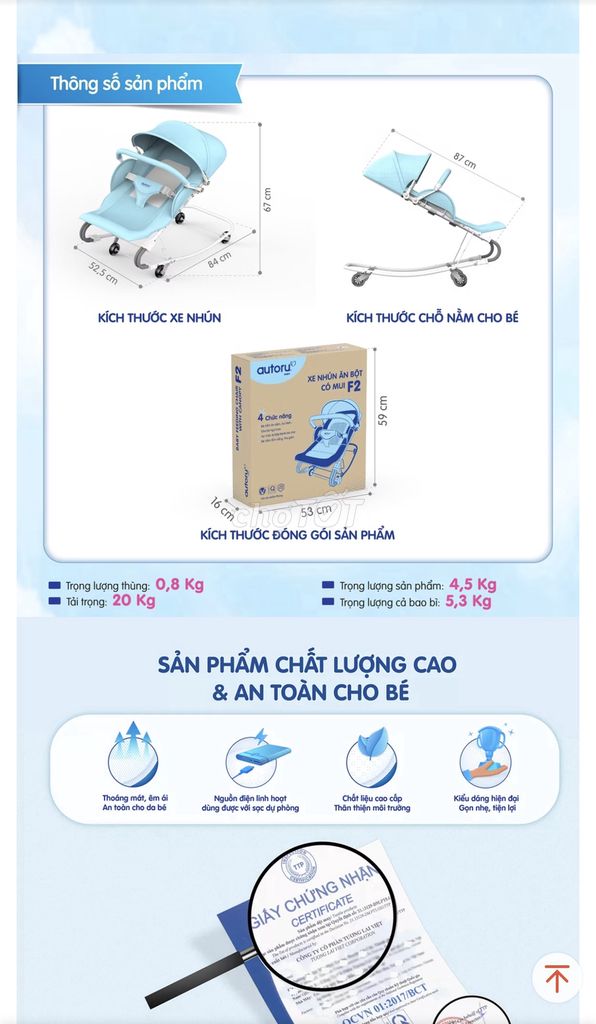 Xe cho bé nằm ăn dặm, nằm chơi