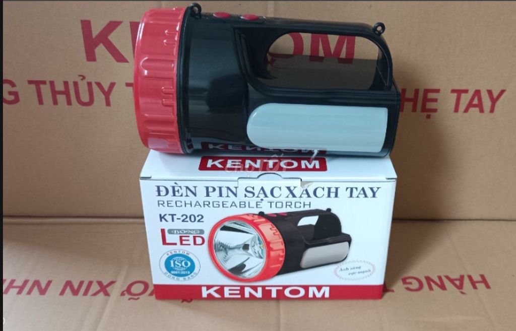 Đèn pin sạc Kentom KT-202 Đen, Đỏ. Mua bán Đèn tại Quận Hoàng Mai Hà Nội được đăng bởi Phúc Nguyễn Quang hình 1