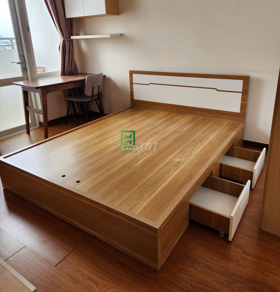 Giường ngủ Gỗ MDF Vàng gỗ 120cm ngăn kéo. Mua bán Giường, chăn ga gối nệm tại Quận Tân Bình Tp Hồ Chí Minh được đăng bởi Nội Thất Quang Hùng TD hình 1