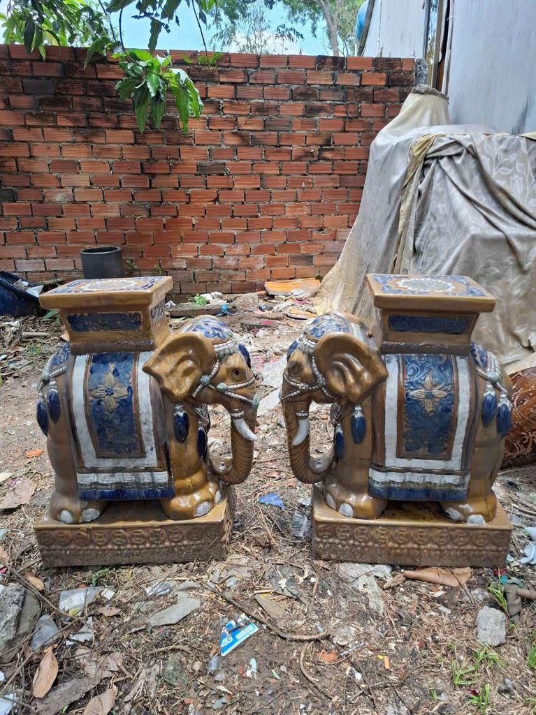 Tượng trang trí Gốm sứ Nâu Xanh 62cm