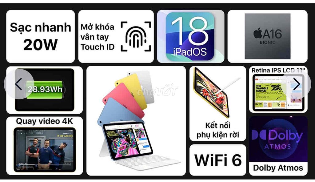 Apple iPad A16 128GB Xanh. Mua bán Máy tính bảng tại Quận Hồng Bàng Hải Phòng được đăng bởi Cá Cơm hình 1