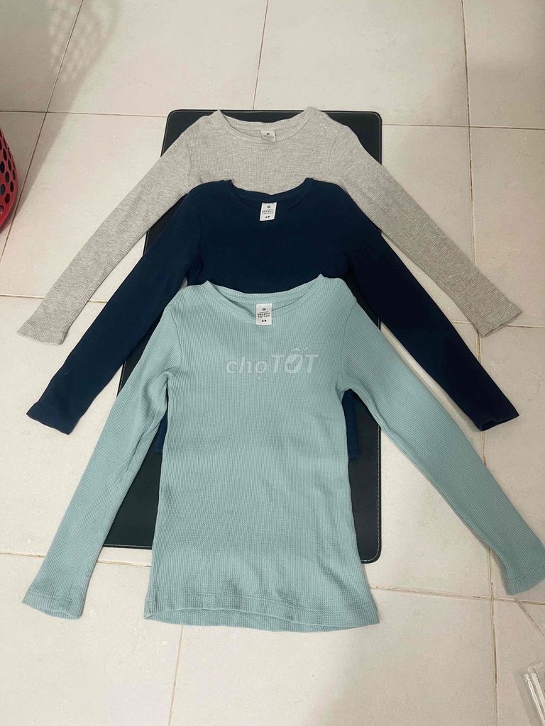 Set 3 áo thun tay dài bé auth Cotton Organic 6-8T