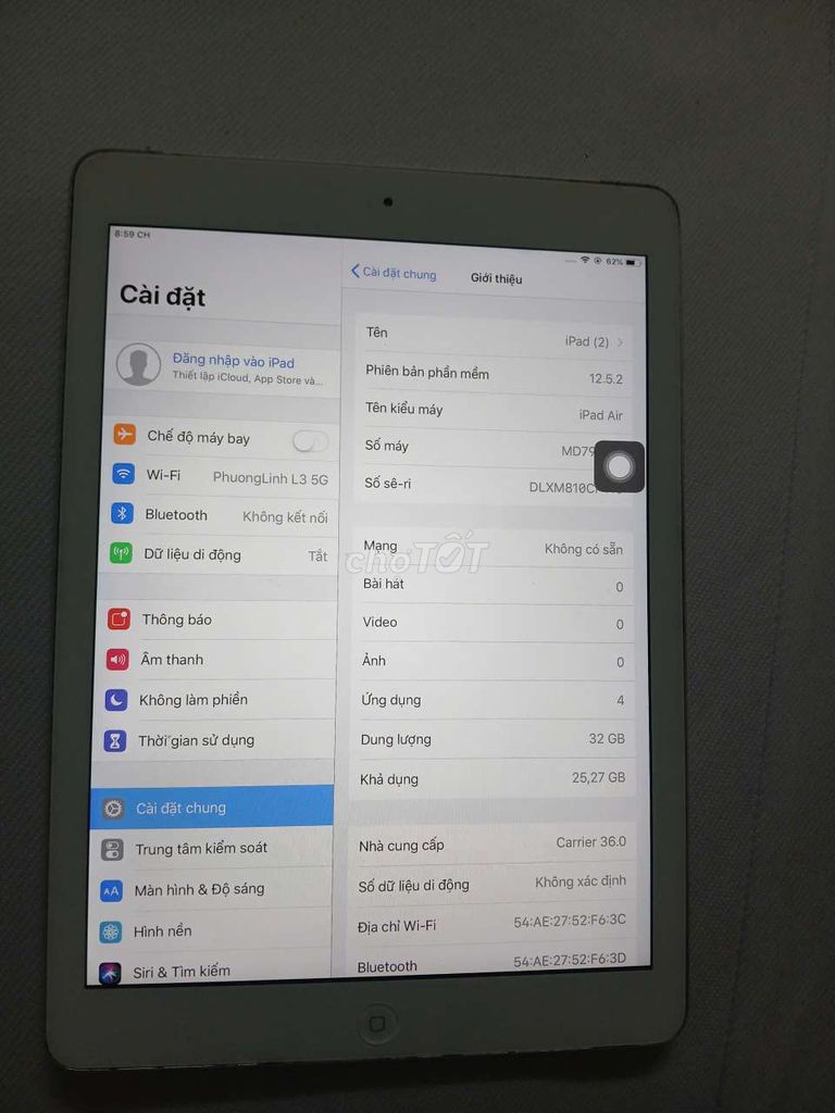 iPad Air 1 quốc tế 32gb. Mua bán Máy tính bảng tại Thành phố Vũng Tàu Bà Rịa - Vũng Tàu được đăng bởi Trang hình 1
